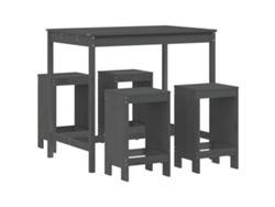 Maison Exclusive - Set De Mesa Y Taburetes Altos Jardín 5 Piezas Madera Pino Gris