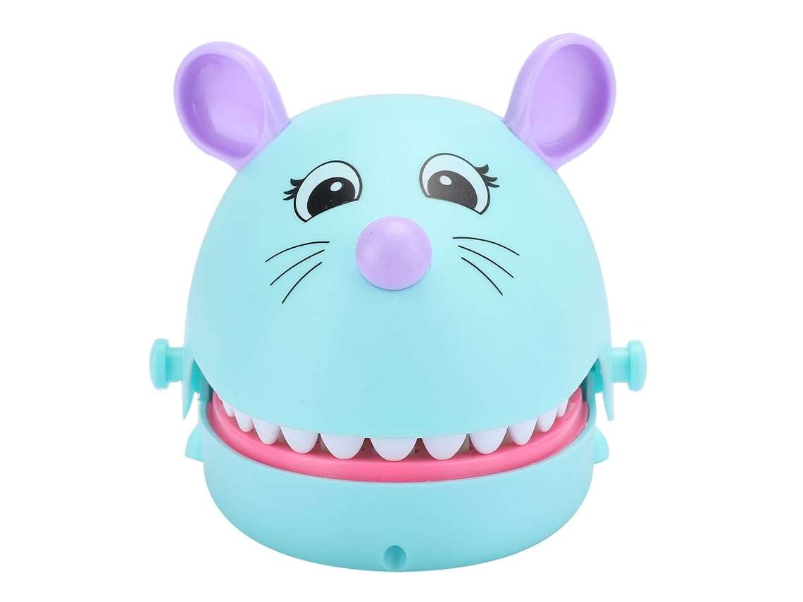 Brinquedo interativo Rebe para morder os dedos, em formato de ratinho, para pais e filhos - Diversão garantida - Azul