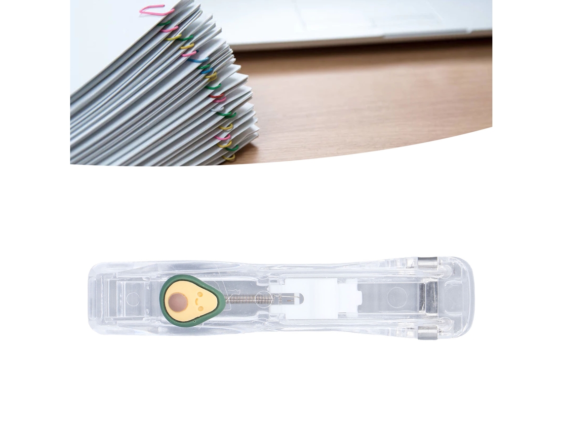 Dispensador de Clipes de Papel Clam Portátil com 100 Clips e 2 Caixas Plástico Durável