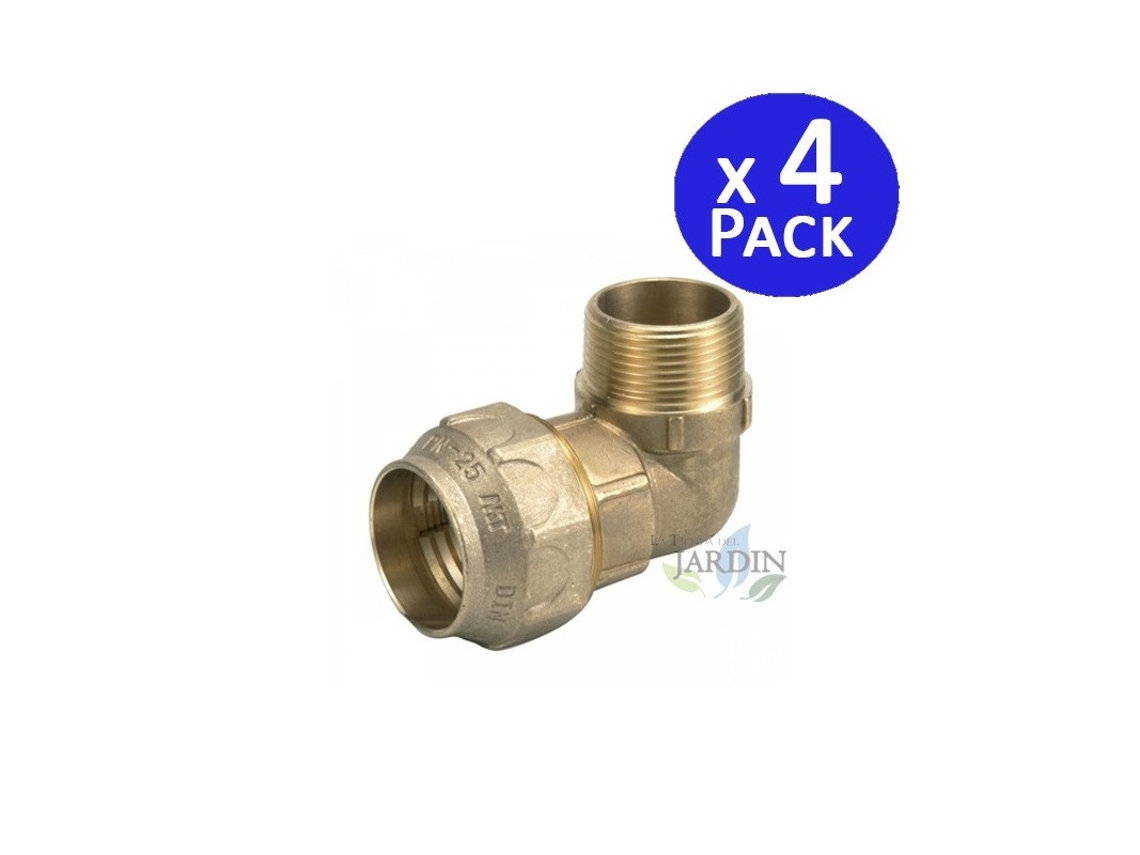 4 X Codo Macho Latón 63Mm X 2 Para Tubería De Polietileno SUINGA