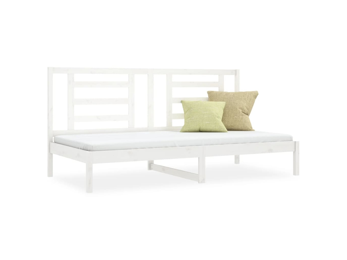 Sofá Cama Madera de Pino Macizo Blanco (80x200 cm)