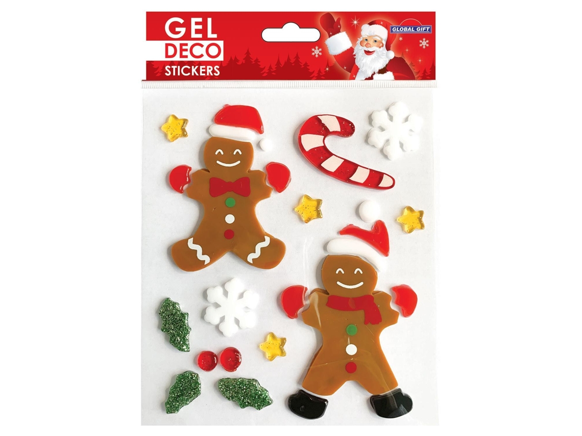 Pegatinas de gel para ventanas de Navidad - Hombres de jengibre