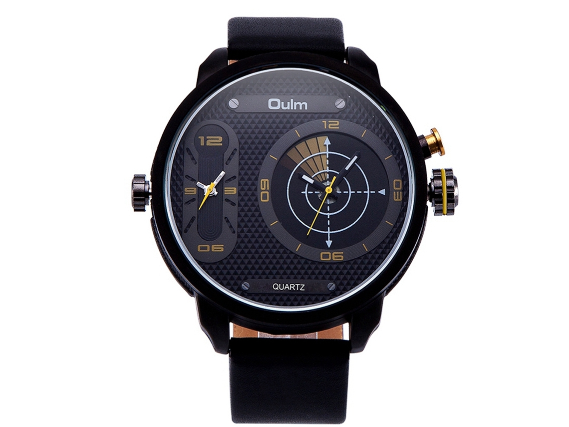 Reloj De Cuarzo Oulm Sport Para Hombre, Resistente Al Agua Hasta 30 M, Correa De Pu Amarilla.