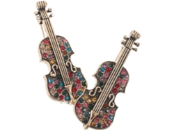 Broche Vintage De Violín Musical En Aleación Con Cristales, Elegante Broche Para Ropa De Mujer.