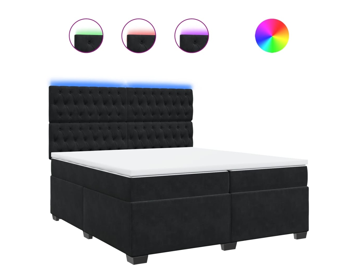 Maison Exclusive - Cama Box Spring Con Colchón Terciopelo Negro 200x200 Cm