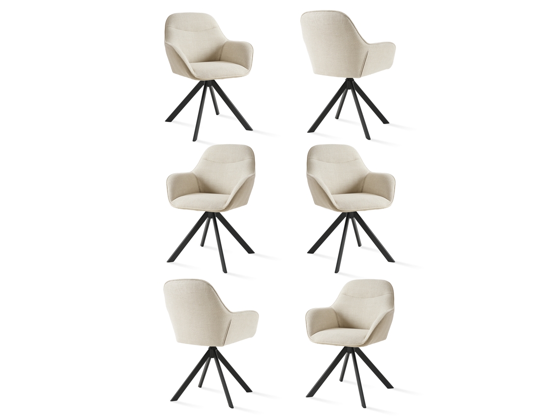 Sillas De Comedor Goeurvant 1370(pack De 6, Beige, Tela)