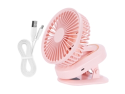 Ventilador eléctrico portátil con 3 velocidades y carga USB - Rosa - Verano