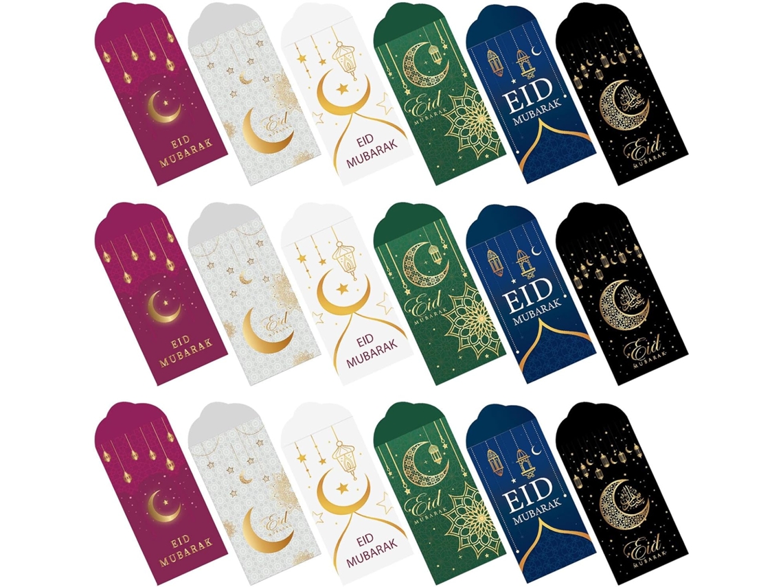 Juego De 36 Sobres Para Tarjetas De Eid Mubarak, Papel Resistente Con Bordes Reforzados.