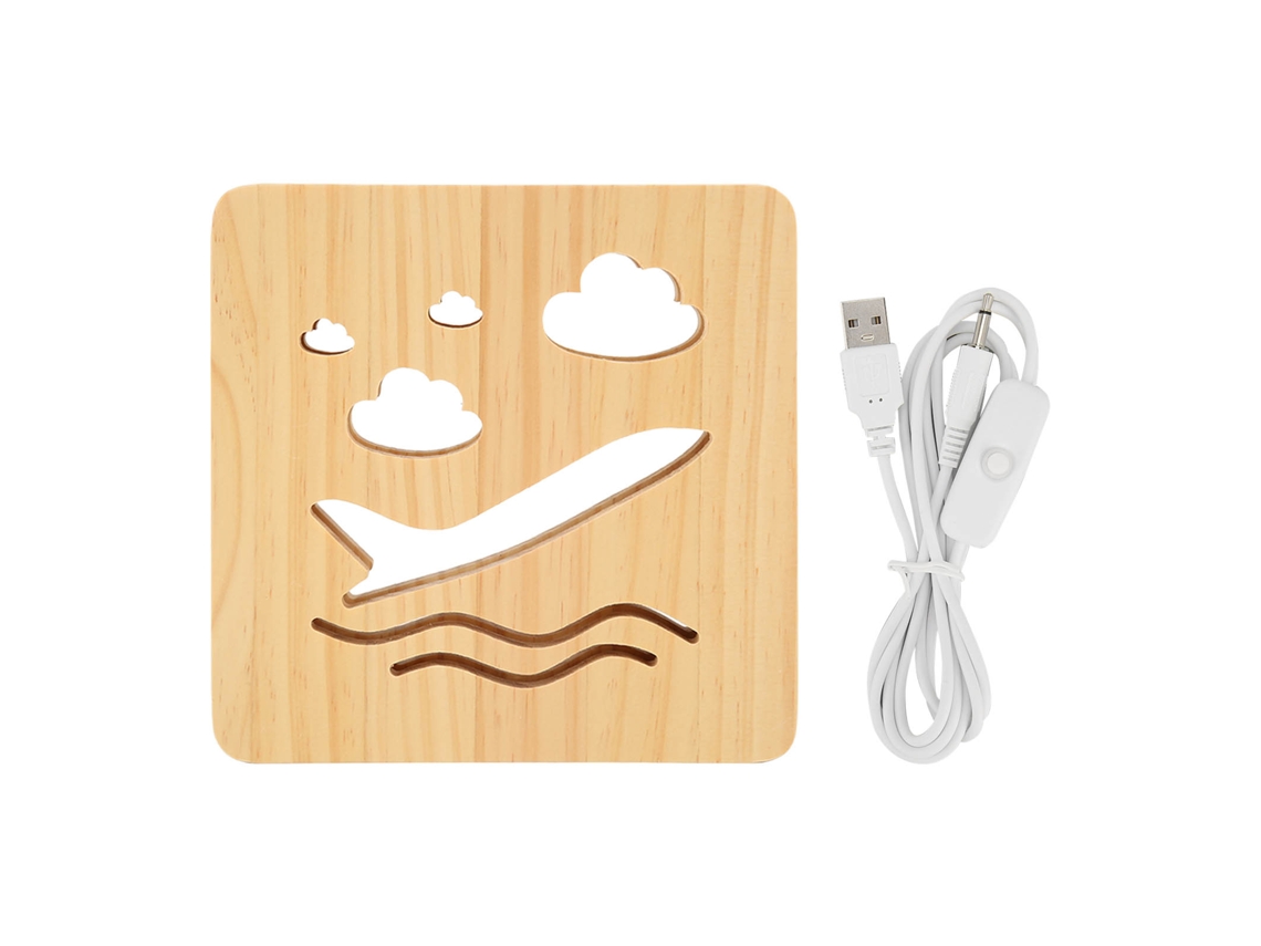 Lámpara De Noche Led Con Forma De Escultura De Madera 3d, 2 W, Luz Blanca Cálida, Diseño Hueco Y Base De Mesa.
