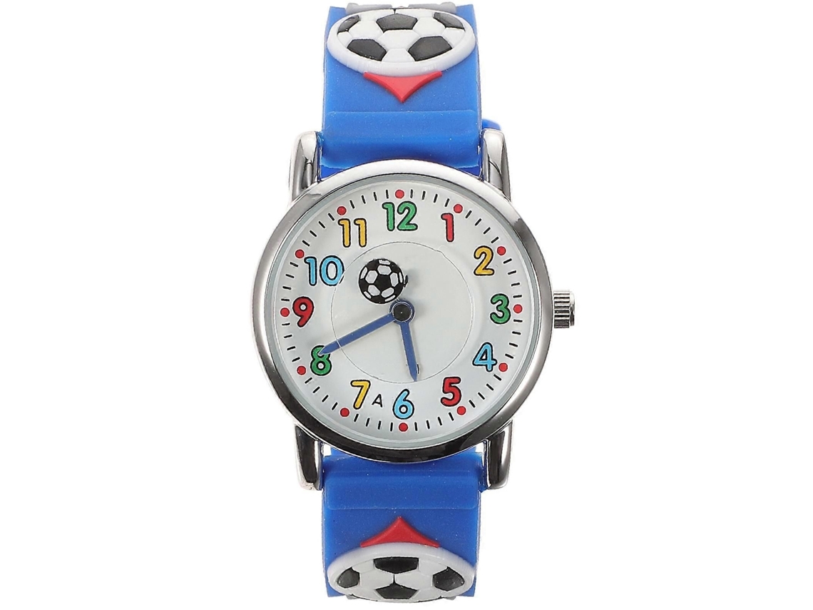 Reloj infantil para niño, azul, con estampado de fútbol, diseño de dibujos animados, cómodo para uso diario. GOKOCO (1 unidad)