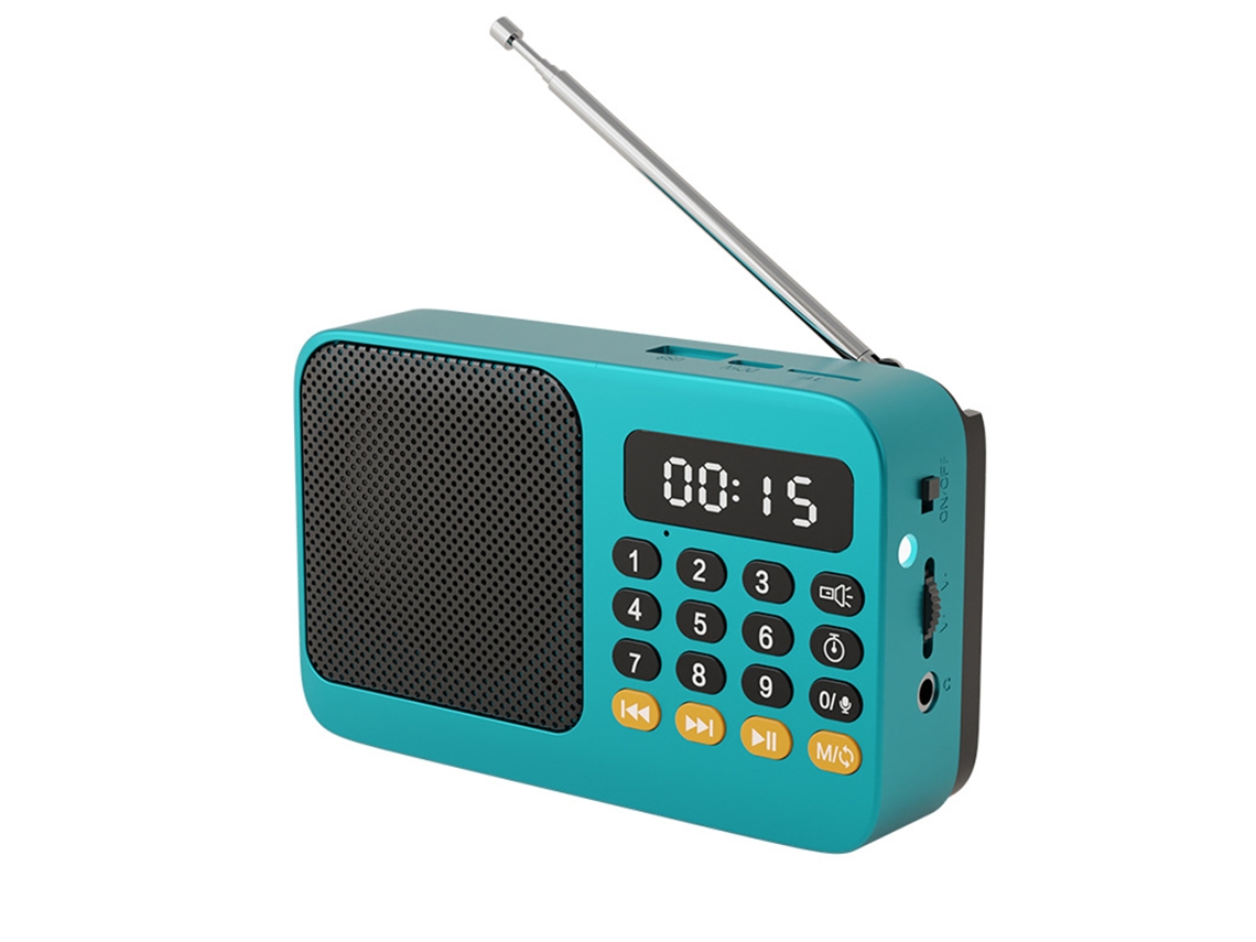 (azul) Radio Fm Portátil Con Linterna Y Función Recargable.