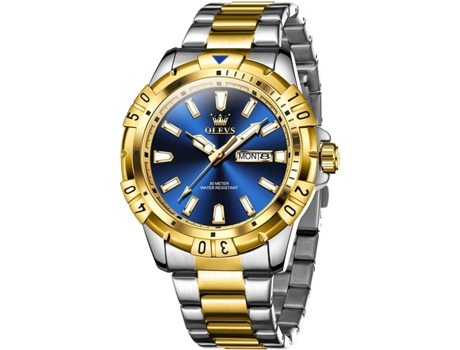 VEANXIN Reloj de Cuarzo para Hombre Esfera Grande Acero Inoxidable Fecha de Mano Reloj Luminoso Impermeable para Hombre(azul)