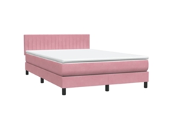 Maison Exclusive - Cama Box Spring Con Colchón Terciopelo Rosa 140x220 Cm