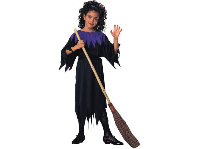 Disfraz de Niña DISFRAZZES Bruja Con Flecos Morado Y Negro (Talla: 8 a 10 años)