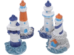 Conjunto De 4 Faros Miniatura De Resina, Decoración De Jardín Estilo Mediterráneo