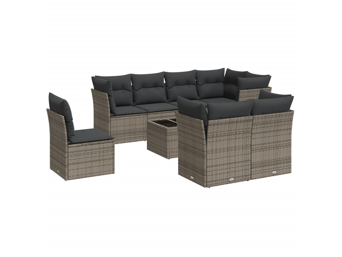 Maison Exclusive - Set De Muebles De Jardín 9 Pzas Y Cojines Ratán Sintético Gris