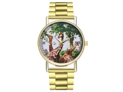 Reloj De Pulsera Unisex Zhoulianfa Con Brazalete De Acero Y Estampado De Jirafa.