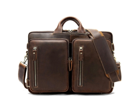 Maletín de cuero genuino Bolsas de mensajero para computadora portátil para hombres Bolso Bolso de hombro multifunción-432 Crazy Horse