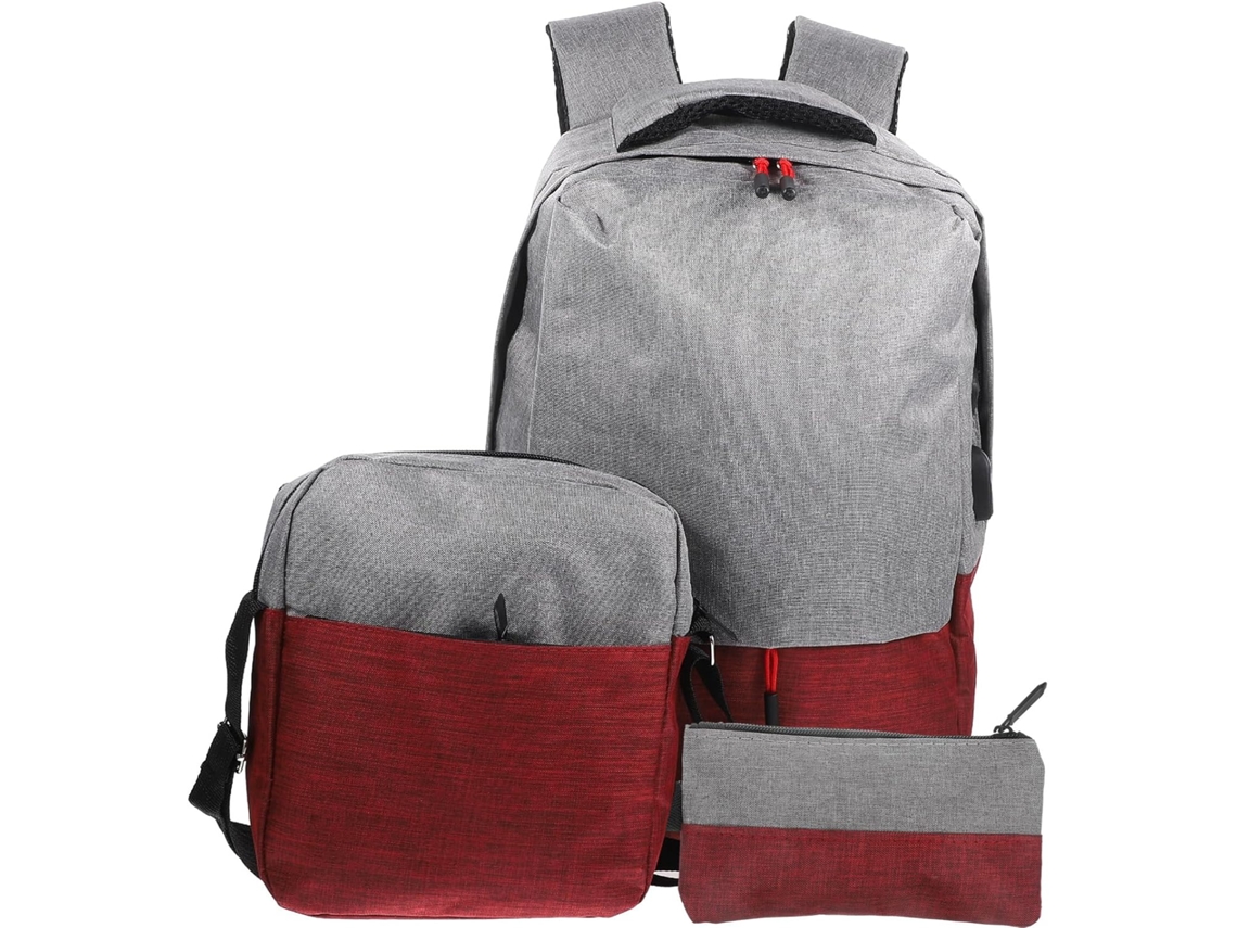 Nuobesty Bolso De Hombro Recargable Para Portátil De 2 Piezas Para Hombre, Rojo, Para Viajes Y
