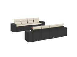 Maison Exclusive - Set De Sofás De Jardín 8 Piezas Y Cojines Ratán Sintético Negro
