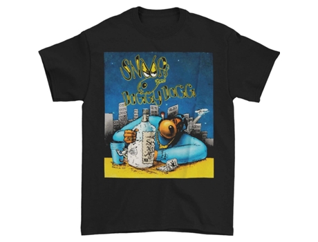Camiseta ROCKINSTONE negra de dibujos animados de Snoop Dogg Gin and Juice (XXL)