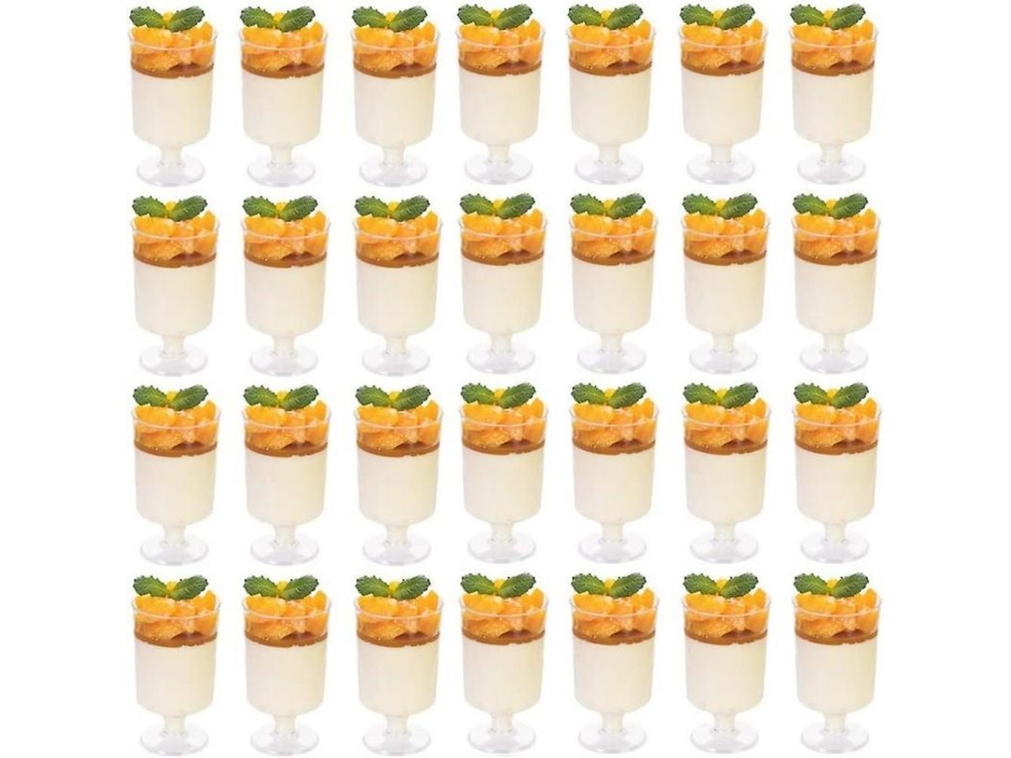 2026da-100 Vasos Postres Mini De Plástico Transparente 100ml Reutilizables Para Fiesta Boda Eventos 9x5cm