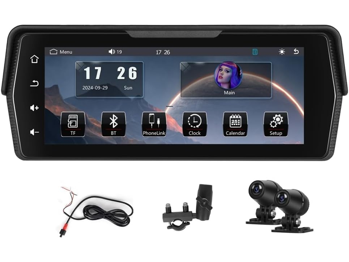 Monitor De Navegación Para Motocicleta De 6,8 Pulgadas Con Carplay, Android Auto, Pantalla Táctil, Resistencia Al Agua Ip67 Y Bluetooth.