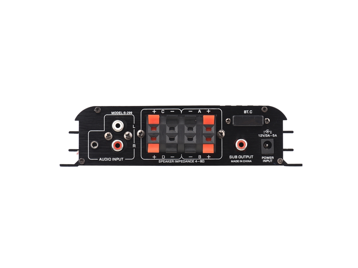 Amplificador De Áudio Estéreo Mini S-299 4.1 4x40w Com Bt Controle Remoto Portátil Para Carro E Casa