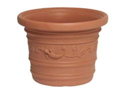 SATURNIA macetero resina redondo, color terracota, resistente, ideal exterior, 60 cm diametro.