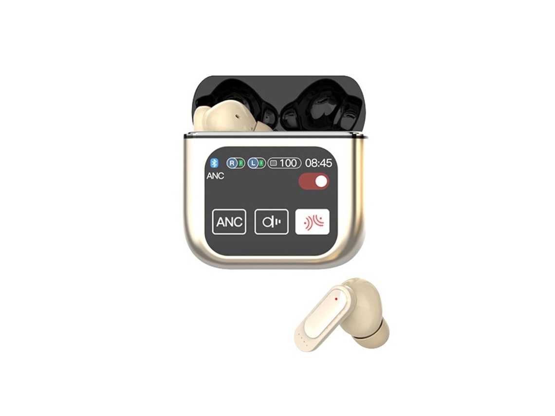 Auriculares Inalámbricos Cancelación Activa De Ruido Pantalla Táctil Hd Integrado YEMAESRE Bluetooth Beige