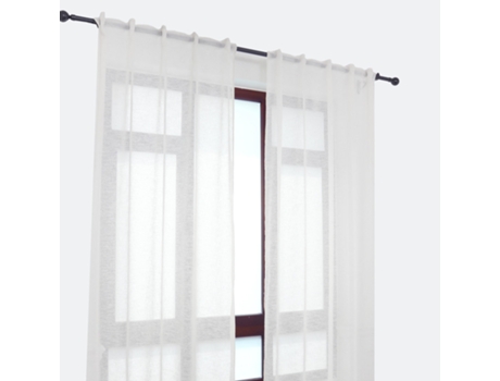 Cortina de lino con trabillas ocultas 140 x 260 cm Blanco - Individual