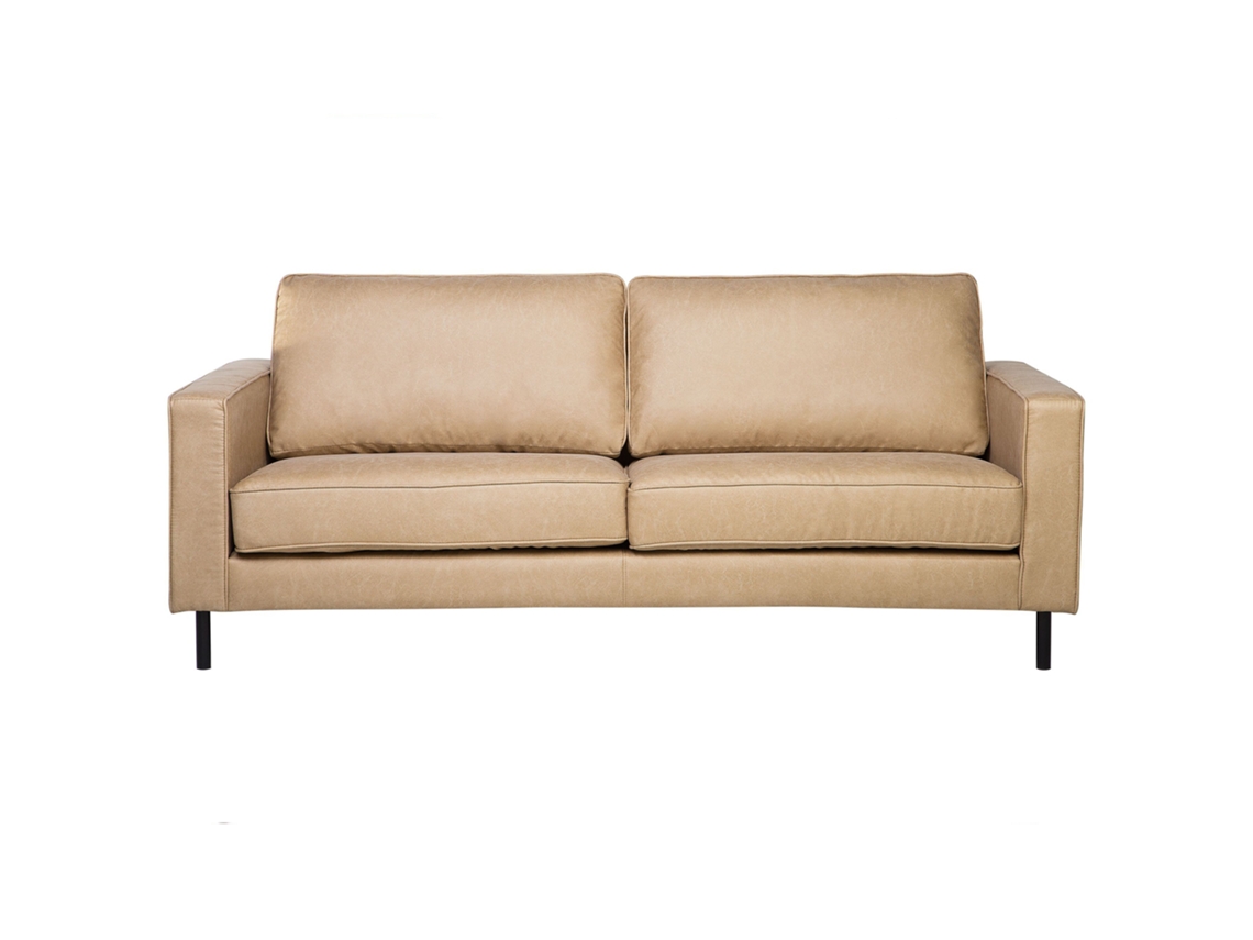 Sofá de 3 plazas BELIANI Savalen de Piel sintética Beige 204x91x87