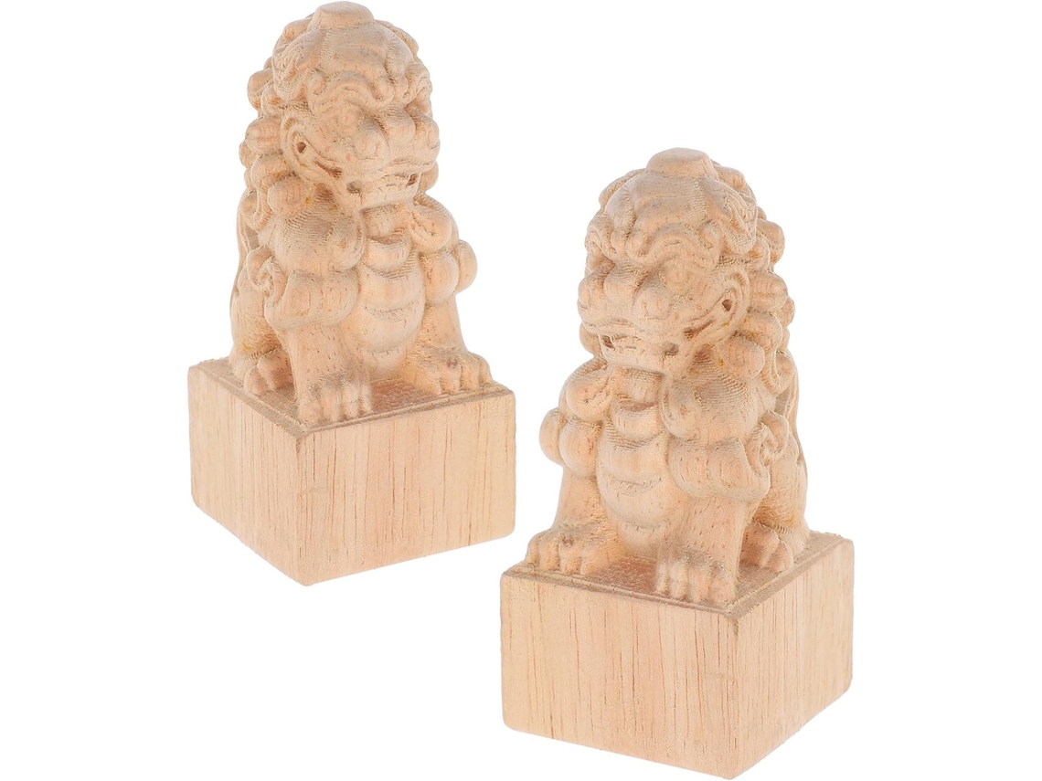 Kichouse 2 Piezas De Remates Decorativos De Madera Para Postes Con Forma De Cabeza De León Y Estilo Europeo, Fácil