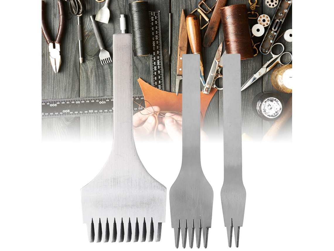 Kit De 3 Herramientas Para Perforar Cuero, Acero, 2+5+10 Puentes, 3,38 Mm, Herramienta De Costura Diy