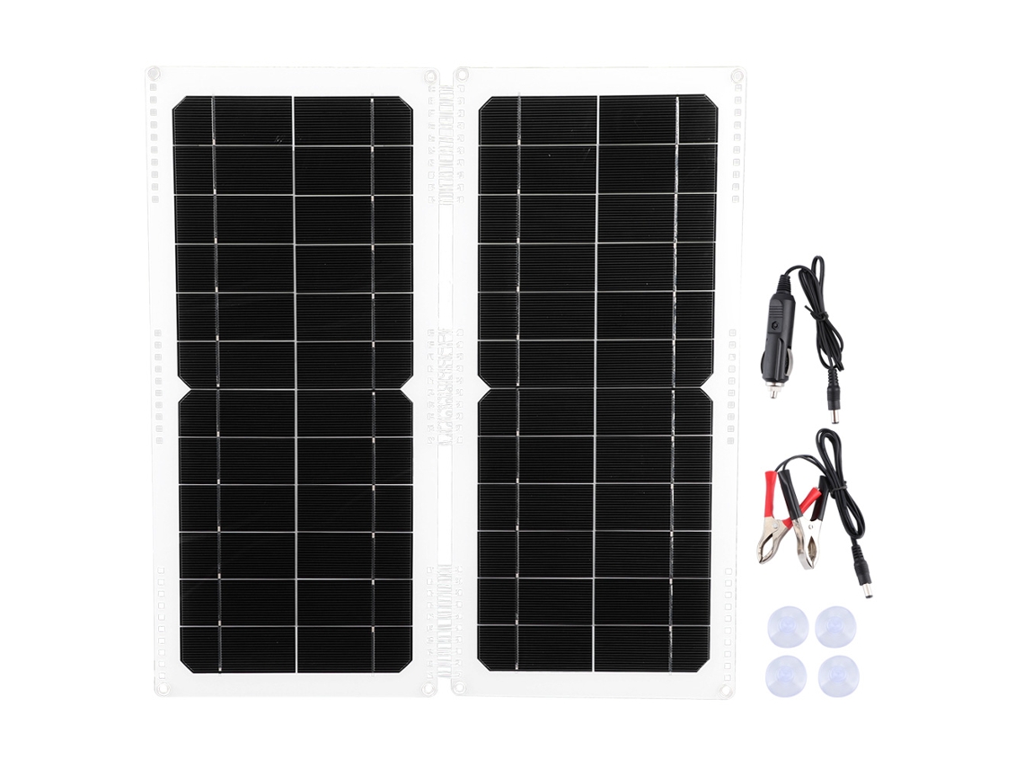 Panel solar plegable Primerox de 20 W y 12 V para coche y viajes con USB de 5 V.