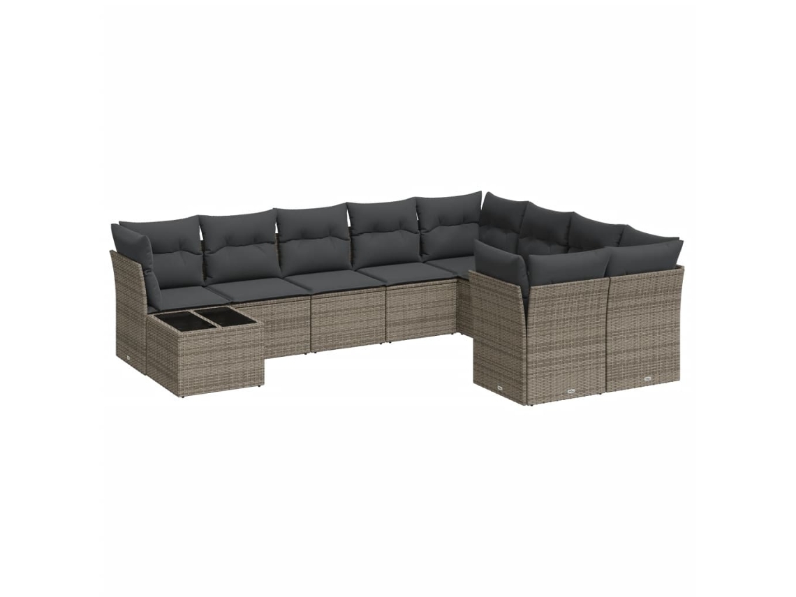 Maison Exclusive - Set De Sofás De Jardín 10 Pzas Con Cojines Ratán Sintético Gris