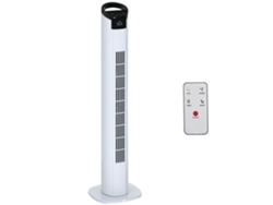 Ventilador de pedestal de 50 W con mando a distancia, 3 velocidades, pantalla LCD, temporizador de 7,5 h y oscilación de 70°, Ø20 x 78,5 cm, blanco.
