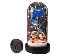 Caja de música navideña con rosas artificiales en cúpula de cristal: regalo exclusivo para tu novia - Hengjian