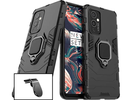 Kit Carcasa y Soporte Magnético para Auto OnePlus 9 PHONECARE Military Defender Negro