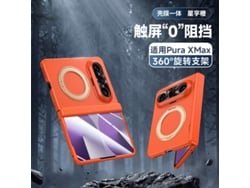 (orange Hd Huawei Puraxmax Classic) Funda De Teléfono Soporte Giratorio Caja Con Bisagra De Succión Magnética Membrana Integrada