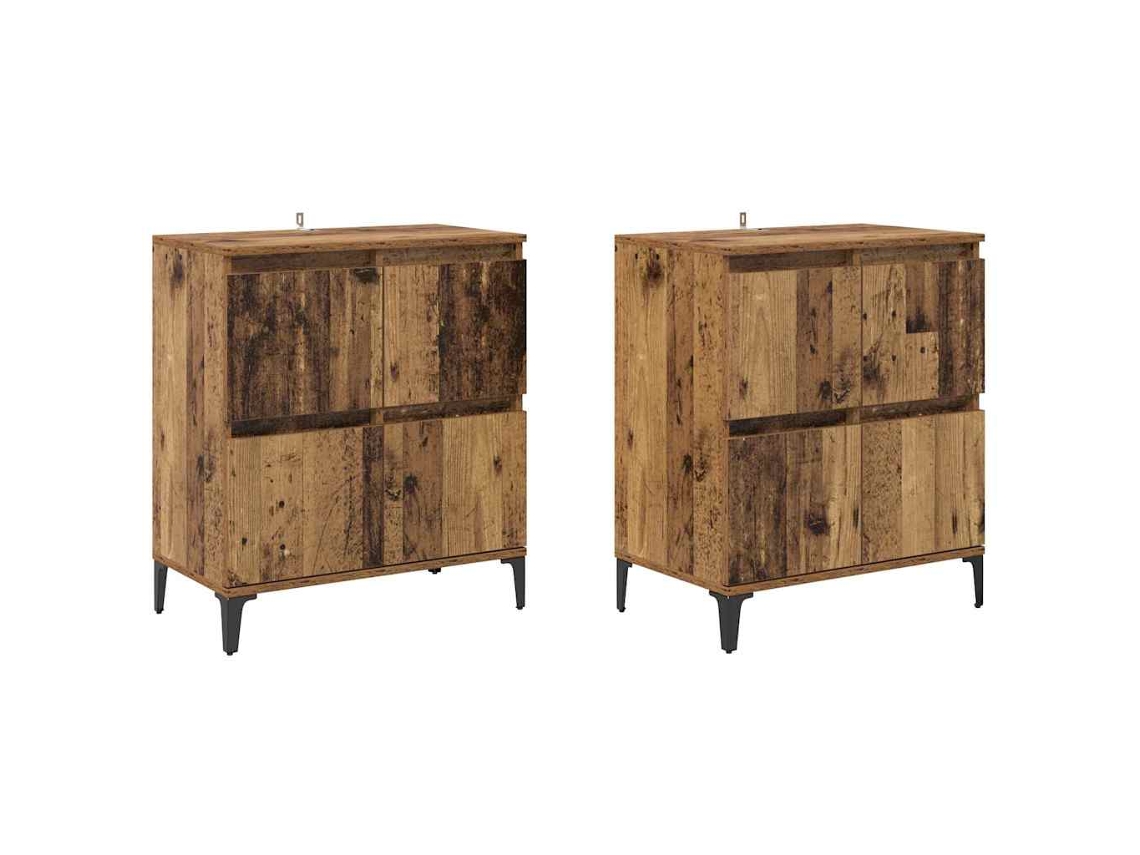 Aparador de 2 piezas | Vitrina buffet de madera antigua 60 x 35 x 70 cm