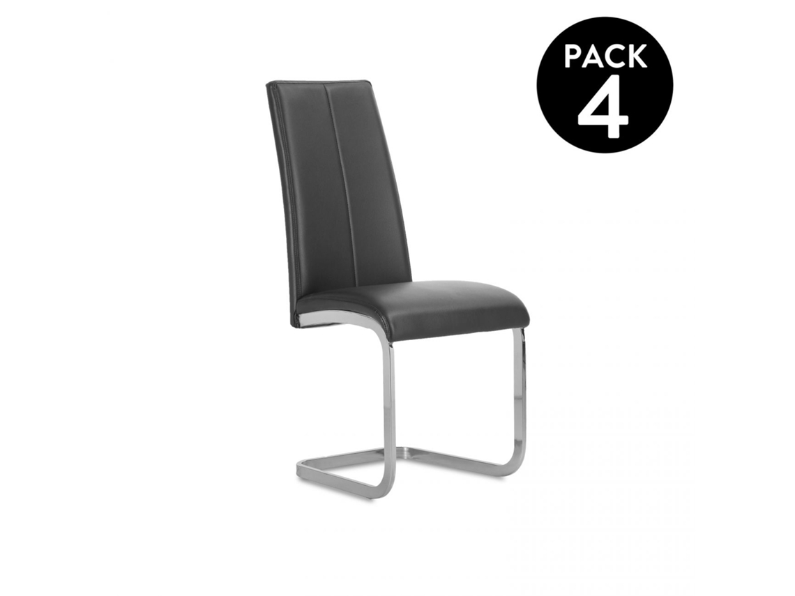 Pack 4 sillas de comedor Smile símil piel Negro 44,9 x 100 x 38 cm