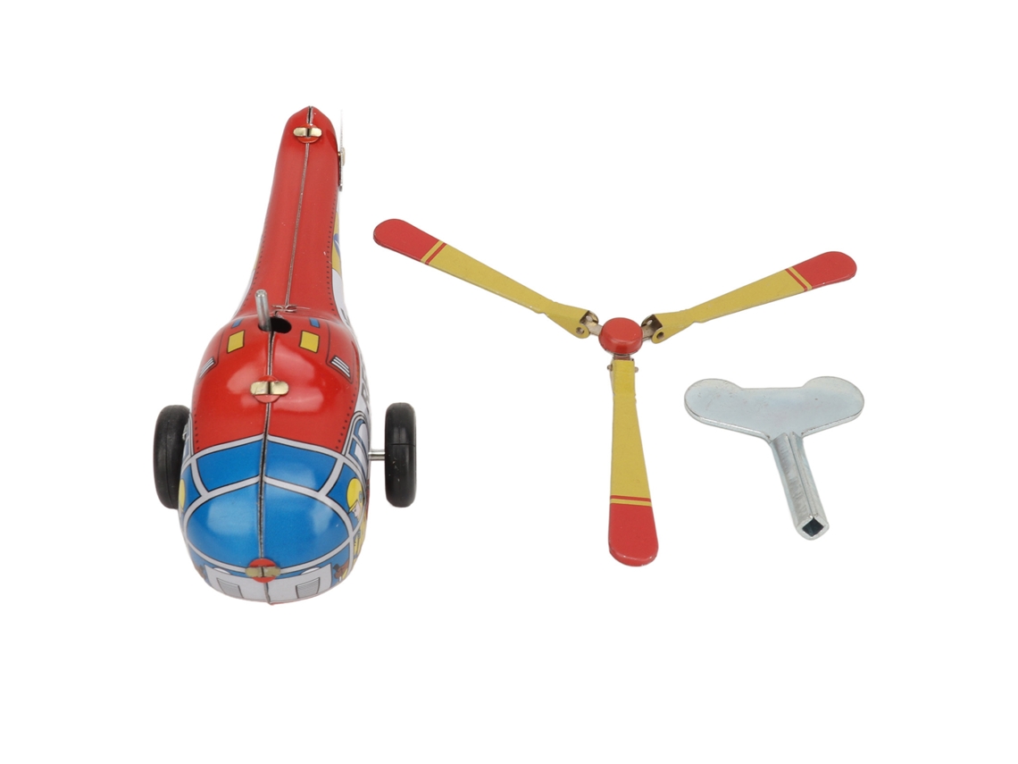 Helicóptero mecánico de metal vintage para niños, de cuerda, S / MARK