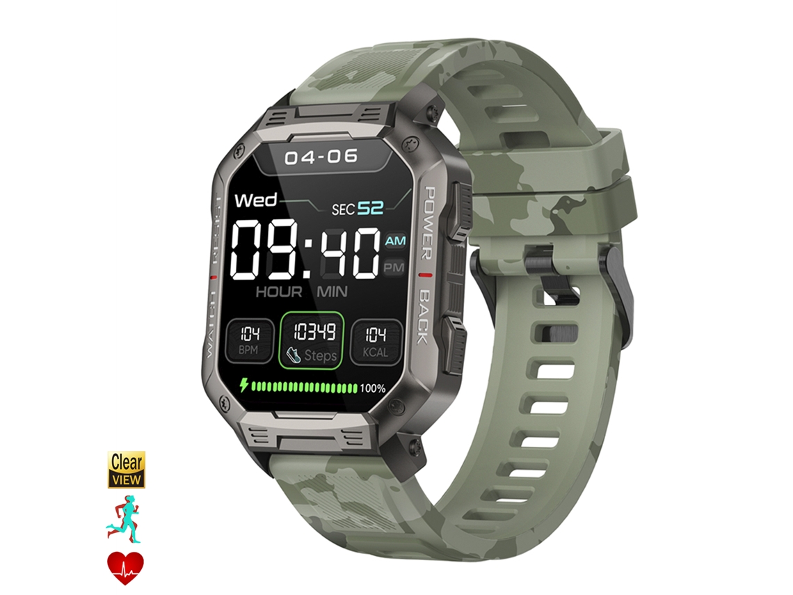 Reloj inteligente Nx3 para exteriores con modos deportivos, monitor de frecuencia cardíaca, presión arterial y O2. Batería de 410 mAh.