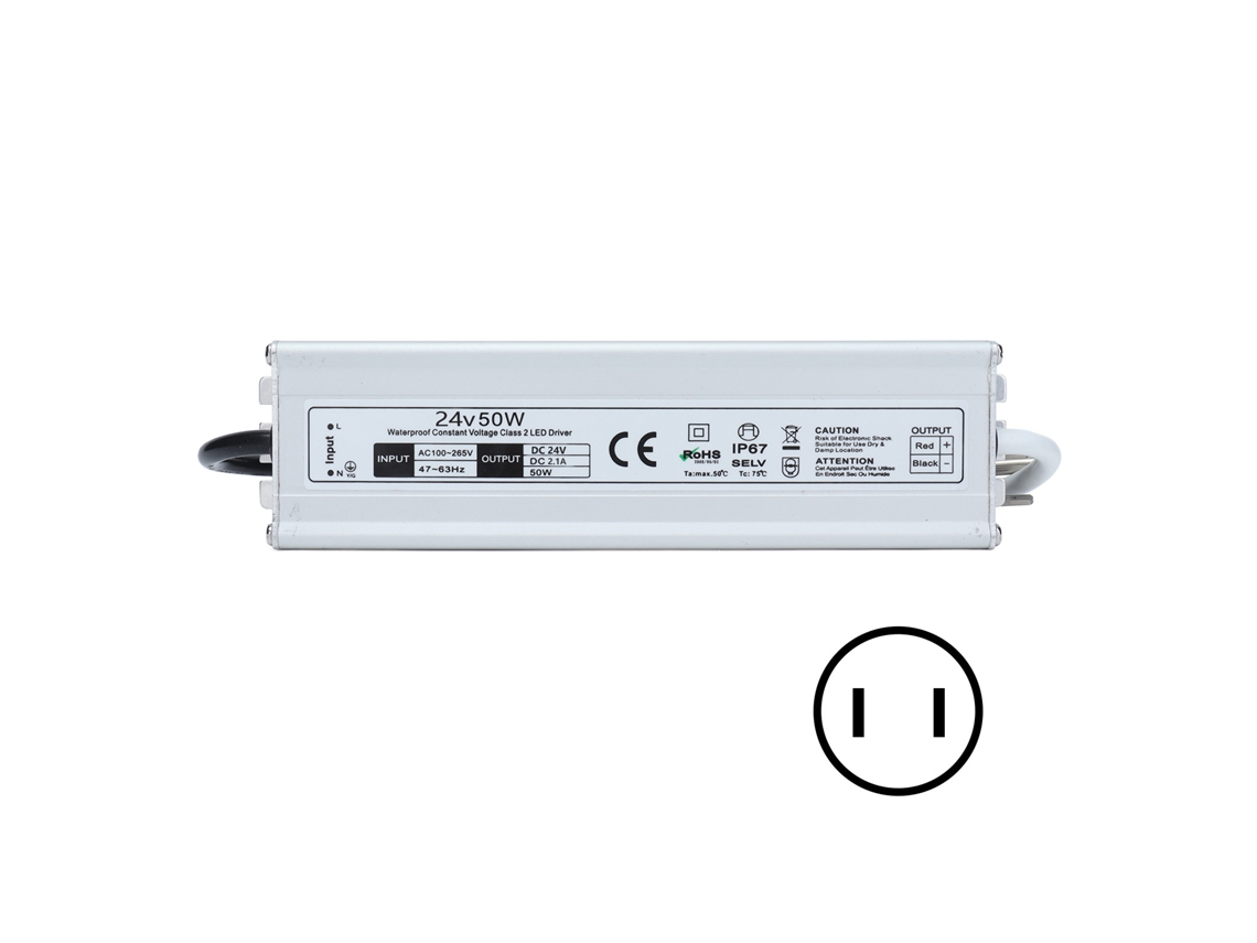 Fuente De Alimentación Led Impermeable Ip67, Transformador De 50 W Para Tiras Led Con Protecciones De Seguridad.