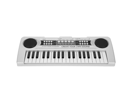 Teclado musical Teclado electrónico 37 teclas de piano Juguetes para niños Instrumento musical con micrófono (Plata)
