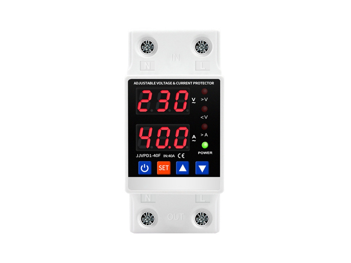 Protector De Voltaje Y Corriente Ajustable Con Pantalla Digital, Para Riel Din 40a