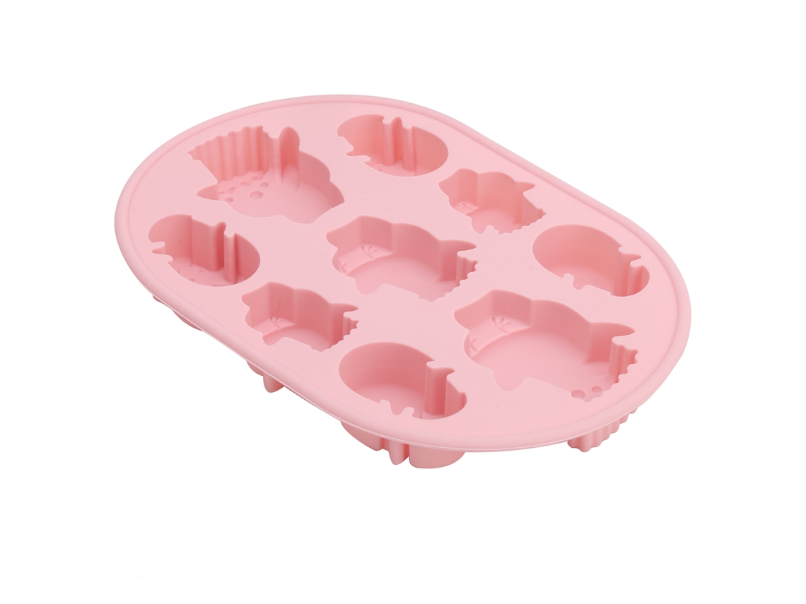Molde De Silicona Con Forma De Huevo De Pascua Y 9 Compartimentos Para Hornear Pasteles Caseros - Rosa