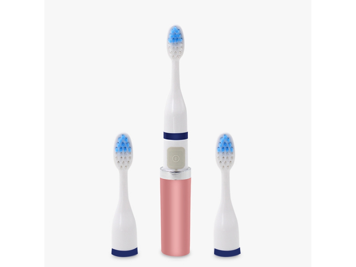 Cepillo de dientes eléctrico a pilas cuidado bucal portátil diseño ligero cerdas suaves de nailon DuPont (rosa) RNEMITERY