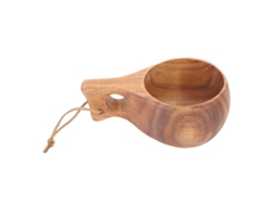 Taza de madera para acampar de 220 ml con aislamiento térmico, finamente pulida, con asa para senderismo al aire libre, de un solo orificio